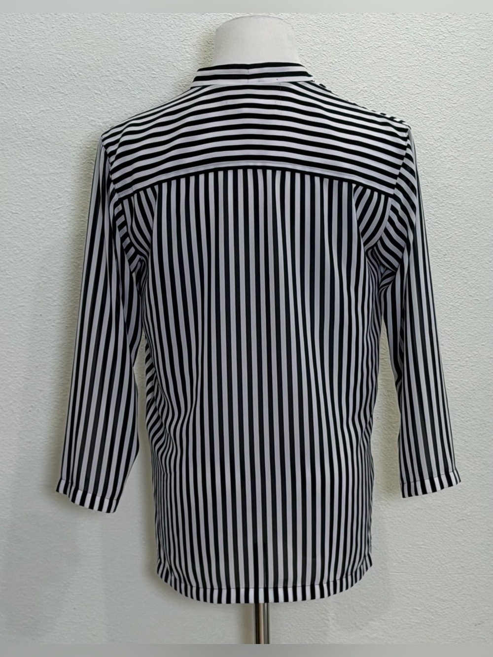 MICHAEL Michael Kors Draped Wrap Front Top XS Black White Stripe Blouse Tunic MK - Picture 4 of 7